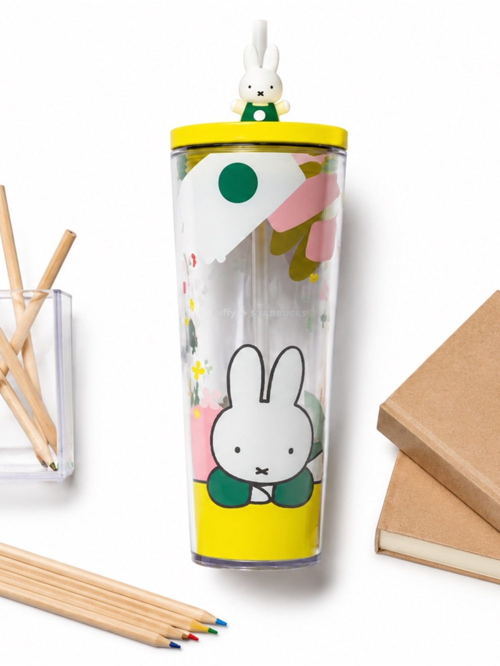 2026 Starbucks x Miffy Bunny Yellow Lid Cold Cup Tumbler with Straw